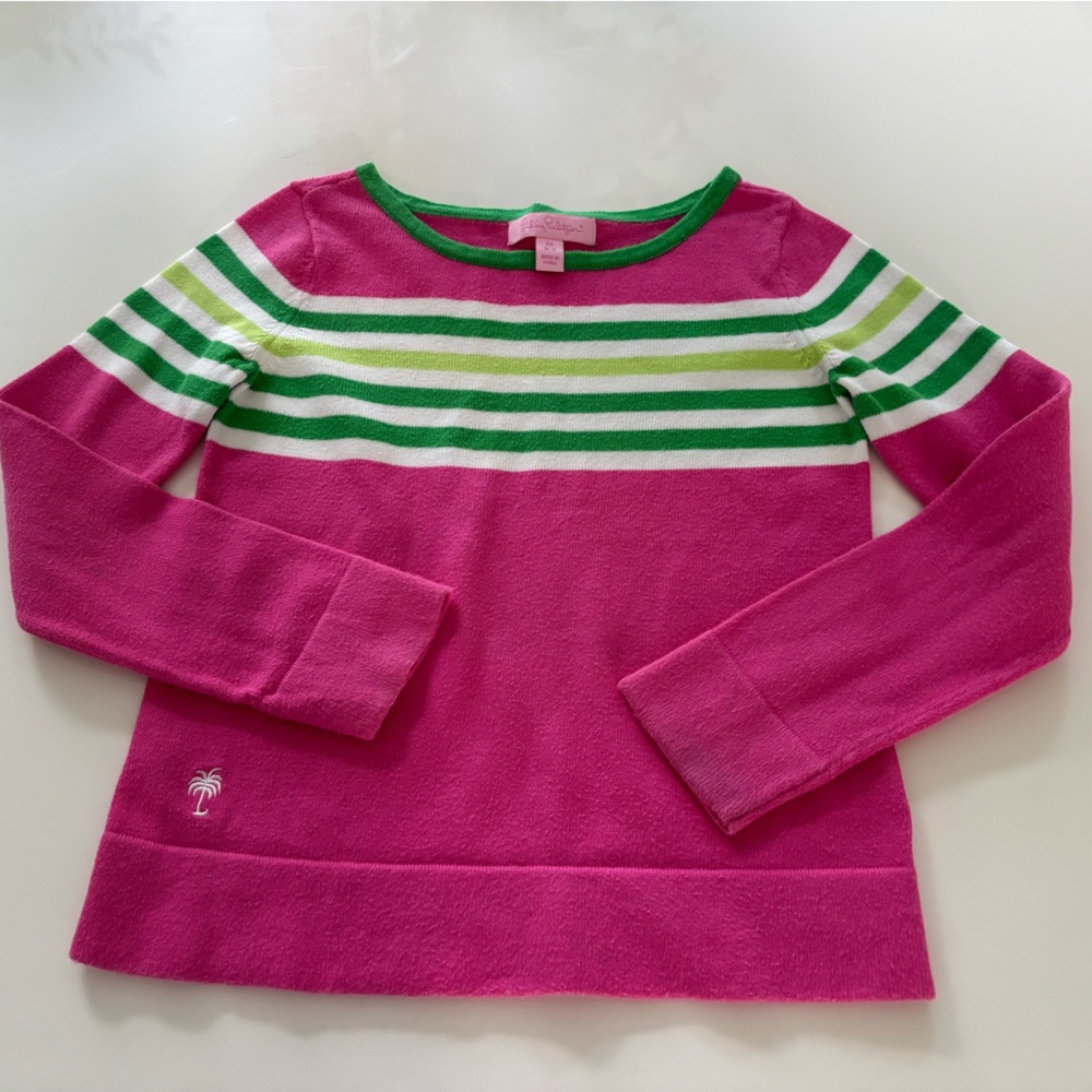 Lilly Pulitzer Girls Mini Maria Palm Logo Sweater